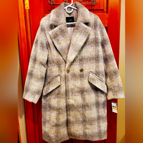 Brand new Lucky Brand coat, M, grey and purple plaid - Picture 3 of 4
